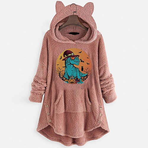 Women's Sherpa jacket Fleece Jacket Teddy Coat Windproof Warm Outdoor Halloween Daily Wear Going out Button Pocket Print Pullover Hoodie Comfortable Plush Halloween Animal Regular Fit Outerwear Long
Women's Sherpa jacket Fleece Jacket Teddy Coat Windproof Warm Outdoor Halloween Daily Wear Going out Button Pocket Print Pullover Hoodie Comfortable Plush Halloween Animal Regular Fit Outerwear Long