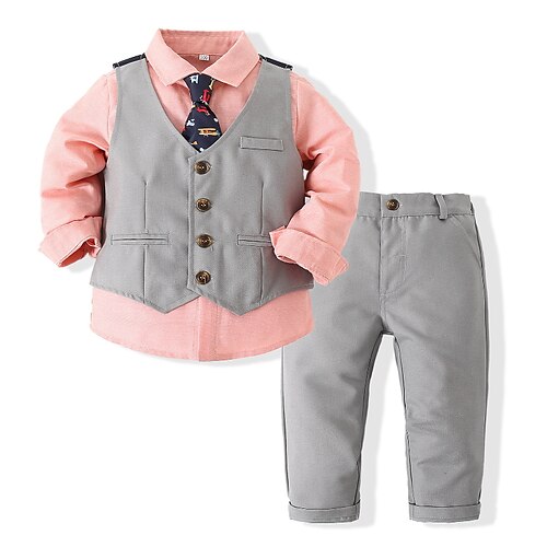 3 Pieces Toddler Boys Shirt & Pants Clothing Set Outfit Solid Color Long Sleeve Cotton Set Outdoor Fashion Daily Winter Fall 3-7 Years Gray
3 Pieces Toddler Boys Shirt & Pants Clothing Set Outfit Solid Color Long Sleeve Cotton Set Outdoor Fashion Daily Winter Fall 3-7 Years Gray