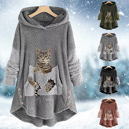 Women's Plus Size Tops Hoodie Sweatshirt Animal Cat Long Sleeve Hooded Casual Hoodie Teddy Daily Polyester Winter Fall Green Pink
Women's Plus Size Tops Hoodie Sweatshirt Animal Cat Long Sleeve Hooded Casual Hoodie Teddy Daily Polyester Winter Fall Green Pink