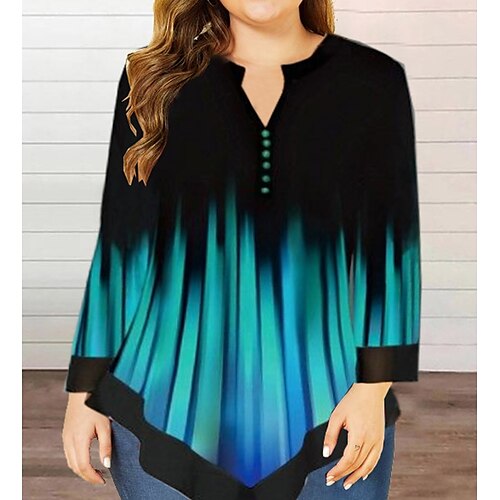 Women's Plus Size Tops Blouse Shirt Color Gradient 3/4 Length Sleeve V Neck Casual Daily Vacation Polyester Fall Winter Black
Women's Plus Size Tops Blouse Shirt Color Gradient 3/4 Length Sleeve V Neck Casual Daily Vacation Polyester Fall Winter Black