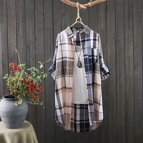 Women's Plus Size Tops Blouse Shirt Plaid Pocket Long Sleeve Shirt Collar Casual Daily Vacation Polyester Fall Winter Green Yellow
Women's Plus Size Tops Blouse Shirt Plaid Pocket Long Sleeve Shirt Collar Casual Daily Vacation Polyester Fall Winter Green Yellow