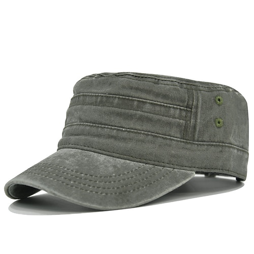 

Men's Military Cap Cadet Hat Flat Hat Street Dailywear Pure Color Color Block Portable Black