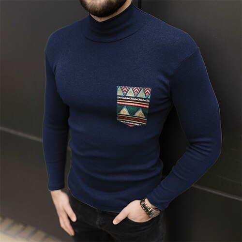 Men's T shirt Tee Turtleneck shirt Tribal Rolled collar Navy Blue Print Street Sports Long Sleeve Print Clothing Apparel Fashion Designer Casual Comfortable
Men's T shirt Tee Turtleneck shirt Tribal Rolled collar Navy Blue Print Street Sports Long Sleeve Print Clothing Apparel Fashion Designer Casual Comfortable