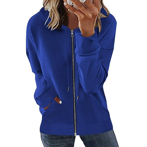 Women's Zip Hoodie Sweatshirt Basic Zip Up Front Pocket Light Blue Creamy-white Green Solid Color Street Hoodie Long Sleeve S M L XL 2XL 3XL
Women's Zip Hoodie Sweatshirt Basic Zip Up Front Pocket Light Blue Creamy-white Green Solid Color Street Hoodie Long Sleeve S M L XL 2XL 3XL
