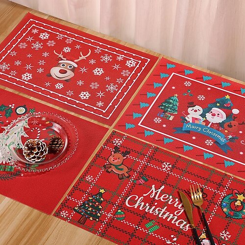 Christmas Placemats for Dining Table,Non-Slip Washable PVC Heat Resistant Place Mats Table Mats for Kitchen Table Christmas Red
Christmas Placemats for Dining Table,Non-Slip Washable PVC Heat Resistant Place Mats Table Mats for Kitchen Table Christmas Red