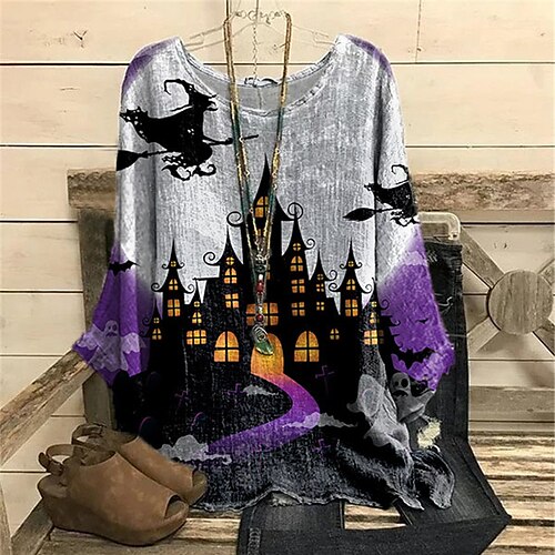Women's Plus Size Tops Blouse Shirt Graphic Print Long Sleeve Crewneck Casual Halloween Halloween Daily Polyester Fall Winter Purple
Women's Plus Size Tops Blouse Shirt Graphic Print Long Sleeve Crewneck Casual Halloween Halloween Daily Polyester Fall Winter Purple