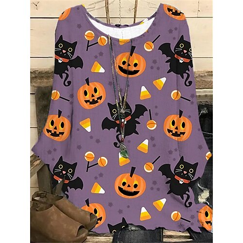 Women's Plus Size Tops Blouse Shirt Pumpkin Striped Print Long Sleeve Crewneck Casual Halloween Halloween Daily Polyester Fall Winter Purple Yellow
Women's Plus Size Tops Blouse Shirt Pumpkin Striped Print Long Sleeve Crewneck Casual Halloween Halloween Daily Polyester Fall Winter Purple Yellow