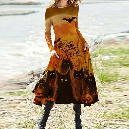 Women's Casual Dress Swing Dress Midi Dress Yellow Long Sleeve Animal Pocket Winter Fall Autumn Winter Dress Fall Dress 2022 S M L XL XXL 3XL
Women's Casual Dress Swing Dress Midi Dress Yellow Long Sleeve Animal Pocket Winter Fall Autumn Winter Dress Fall Dress 2022 S M L XL XXL 3XL