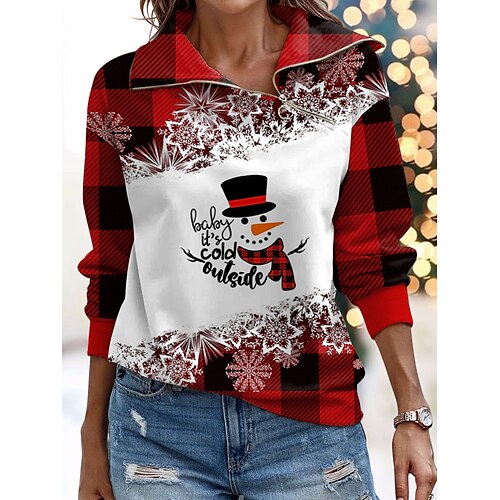 Women's Sweatshirt Pullover Streetwear Zipper Red Plaid Snowman Snowflake Christmas V Neck Long Sleeve S M L XL 2XL 3XL
Women's Sweatshirt Pullover Streetwear Zipper Red Plaid Snowman Snowflake Christmas V Neck Long Sleeve S M L XL 2XL 3XL