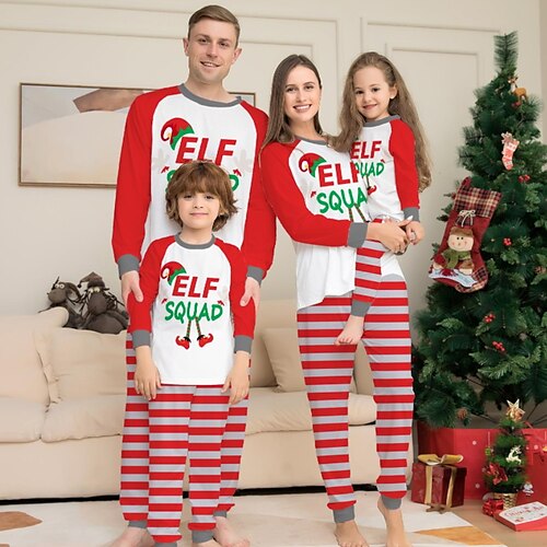 Family Christmas Pajamas Ugly Cotton Letter Striped Home Red Long Sleeve Mom Dad and Me Basic Matching Outfits
Family Christmas Pajamas Ugly Cotton Letter Striped Home Red Long Sleeve Mom Dad and Me Basic Matching Outfits