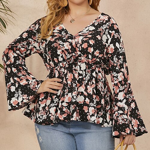 Women's Plus Size Tops Blouse Shirt Floral Print Long Sleeve V Neck Streetwear Casual Daily Vacation Polyester Fall Winter Black
Women's Plus Size Tops Blouse Shirt Floral Print Long Sleeve V Neck Streetwear Casual Daily Vacation Polyester Fall Winter Black