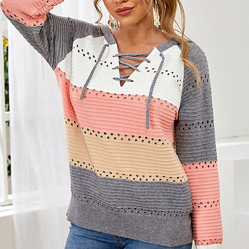 Dame Pullover trøje Jumper Rillet Strikke Stribe Strikket Farveblok Hætte Stilfuld Afslappet udendørs Daglig Vinter Efterår Vin Kakifarvet S M L / Langærmet / Stribet / Regulær / I-byen-tøj
Dame Pullover trøje Jumper Rillet Strikke Stribe Strikket Farveblok Hætte Stilfuld Afslappet udendørs Daglig Vinter Efterår Vin Kakifarvet S M L / Langærmet / Stribet / Regulær / I-byen-tøj