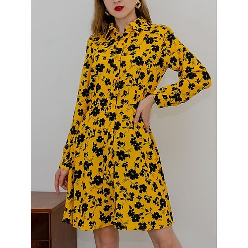 Women's Casual Dress Shift Dress Yellow Long Sleeve Floral Print Winter Fall Shirt Collar Stylish Casual Modern Fall Dress 2022 S M L XL / Winter Dress
Women's Casual Dress Shift Dress Yellow Long Sleeve Floral Print Winter Fall Shirt Collar Stylish Casual Modern Fall Dress 2022 S M L XL / Winter Dress