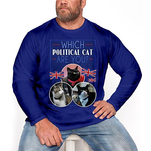 Men's Plus Size T shirt Tee Big and Tall Graphic Crew Neck Long Sleeve Spring & Fall Basic Fashion Streetwear Comfortable Casual Sports Tops / Cat
Men's Plus Size T shirt Tee Big and Tall Graphic Crew Neck Long Sleeve Spring & Fall Basic Fashion Streetwear Comfortable Casual Sports Tops / Cat