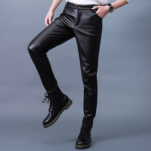 Men's Skinny Trousers Casual Pants Faux Leather Pants Pocket Elastic Waist Solid Color Warm Soft Daily Going out Streetwear PU Fashion Chic & Modern Black Micro-elastic / Winter
Men's Skinny Trousers Casual Pants Faux Leather Pants Pocket Elastic Waist Solid Color Warm Soft Daily Going out Streetwear PU Fashion Chic & Modern Black Micro-elastic / Winter