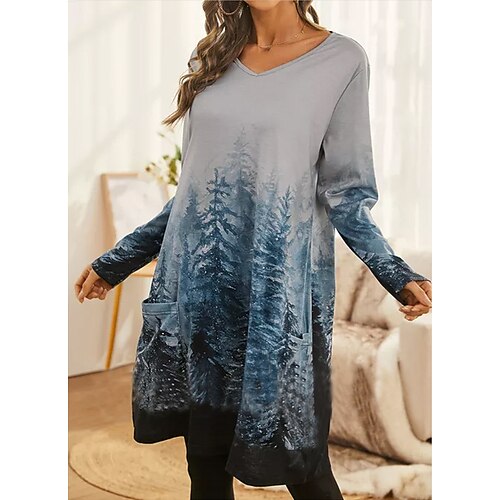 Women's T shirt Tee Green Blue Khaki Graphic Pocket Print Long Sleeve Holiday Weekend Basic V Neck Long Floral Painting S
Women's T shirt Tee Green Blue Khaki Graphic Pocket Print Long Sleeve Holiday Weekend Basic V Neck Long Floral Painting S