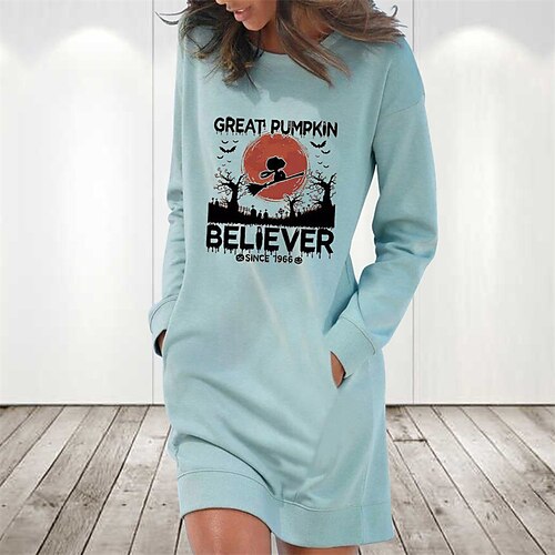 Women's Hoodie Dress Winter Dress Light Blue Grey White Long Sleeve Letter Pocket Print Winter Fall Crew Neck Stylish Casual Fall Dress Loose Fit 2022 S M L XL 2XL / Cotton / Halloween
Women's Hoodie Dress Winter Dress Light Blue Grey White Long Sleeve Letter Pocket Print Winter Fall Crew Neck Stylish Casual Fall Dress Loose Fit 2022 S M L XL 2XL / Cotton / Halloween