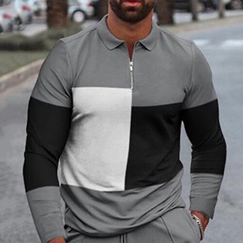 Men's Collar Polo Shirt Golf Shirt Geometry Turndown Gray 3D Print Street Casual Long Sleeve Zipper Print Clothing Apparel Fashion Designer Casual Breathable
Men's Collar Polo Shirt Golf Shirt Geometry Turndown Gray 3D Print Street Casual Long Sleeve Zipper Print Clothing Apparel Fashion Designer Casual Breathable