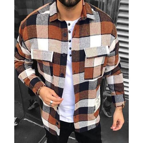 Men's Flannel Shirt Shirt Jacket Shacket Shirt Plaid / Check Turndown Khaki Street Daily Long Sleeve Button-Down Clothing Apparel Basic Fashion Casual Comfortable / Winter / Fall / Winter
Men's Flannel Shirt Shirt Jacket Shacket Shirt Plaid / Check Turndown Khaki Street Daily Long Sleeve Button-Down Clothing Apparel Basic Fashion Casual Comfortable / Winter / Fall / Winter