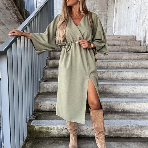 Women's Casual Dress Shift Dress Green khaki Black Long Sleeve Pure Color Split Winter Fall V Neck Stylish Casual Fall Dress 2022 S M L XL 2XL / Cotton / Winter Dress
Women's Casual Dress Shift Dress Green khaki Black Long Sleeve Pure Color Split Winter Fall V Neck Stylish Casual Fall Dress 2022 S M L XL 2XL / Cotton / Winter Dress