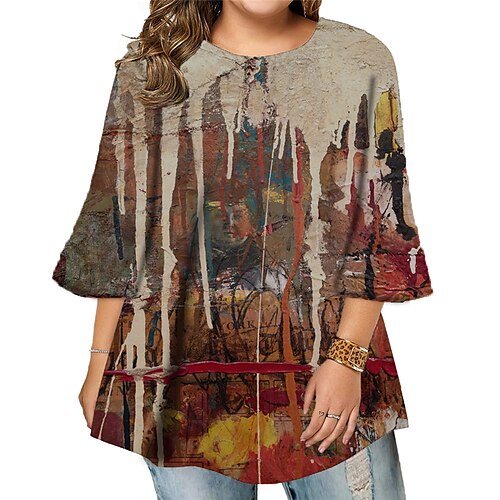 Women's Plus Size Tops Blouse Shirt Color Gradient Print 3/4 Length Sleeve Crewneck Casual Daily Holiday Cotton Spandex Jersey Fall Winter Blue Yellow
Women's Plus Size Tops Blouse Shirt Color Gradient Print 3/4 Length Sleeve Crewneck Casual Daily Holiday Cotton Spandex Jersey Fall Winter Blue Yellow