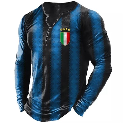 Men's T shirt Tee Henley Shirt Tee Graphic Striped Henley Blue 3D Print World Cup Outdoor Daily Long Sleeve Button-Down Print Clothing Apparel Basic Designer Classic Comfortable / Sports
Men's T shirt Tee Henley Shirt Tee Graphic Striped Henley Blue 3D Print World Cup Outdoor Daily Long Sleeve Button-Down Print Clothing Apparel Basic Designer Classic Comfortable / Sports