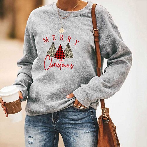 Women's Pullover Christmas Gray White Black Graphic Christmas Round Neck Long Sleeve S M L XL 2XL 3XL
Women's Pullover Christmas Gray White Black Graphic Christmas Round Neck Long Sleeve S M L XL 2XL 3XL