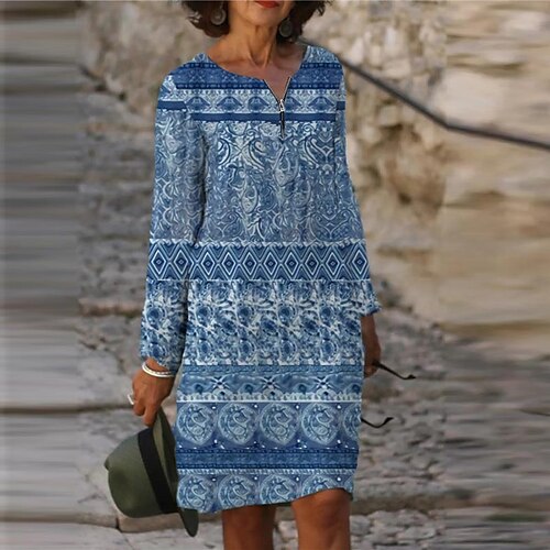 Women's Casual Dress T Shirt Dress Tee Dress Blue Long Sleeve Floral Zipper Print Winter Fall Crew Neck Vacation Casual Fall Dress 2022 XS S M L XL XXL 3XL 4XL 5XL 6XL / Winter Dress
Women's Casual Dress T Shirt Dress Tee Dress Blue Long Sleeve Floral Zipper Print Winter Fall Crew Neck Vacation Casual Fall Dress 2022 XS S M L XL XXL 3XL 4XL 5XL 6XL / Winter Dress