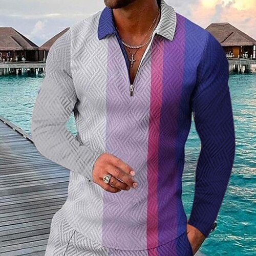 Men's Collar Polo Shirt Golf Shirt Striped Graphic Prints Turndown Purple 3D Print Outdoor Street Long Sleeve Zipper Print Clothing Apparel Fashion Designer Casual Breathable
Men's Collar Polo Shirt Golf Shirt Striped Graphic Prints Turndown Purple 3D Print Outdoor Street Long Sleeve Zipper Print Clothing Apparel Fashion Designer Casual Breathable