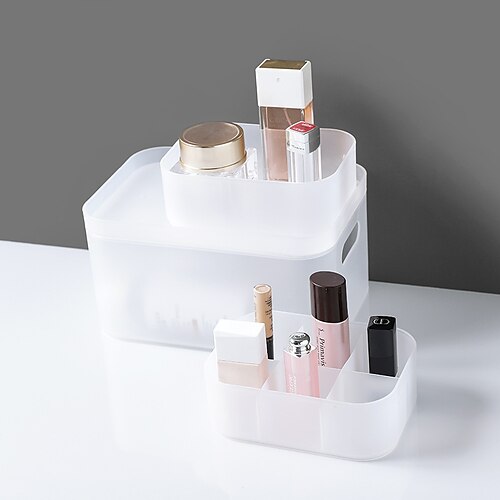 Desktop Storage Box Cosmetic Box Plastic Frosted Partition With Cover Mask Box Vanity Table Finishing Box
Desktop Storage Box Cosmetic Box Plastic Frosted Partition With Cover Mask Box Vanity Table Finishing Box