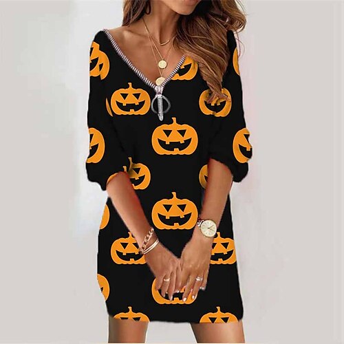 Women's Sweatshirt Dress Winter Dress Black White Long Sleeve Striped Zipper Print Winter Fall V Neck Vacation Casual Fall Dress Loose Fit 2022 S M L XL XXL 3XL / Halloween
Women's Sweatshirt Dress Winter Dress Black White Long Sleeve Striped Zipper Print Winter Fall V Neck Vacation Casual Fall Dress Loose Fit 2022 S M L XL XXL 3XL / Halloween