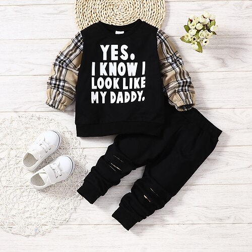 Kids Toddler Boys Hoodie Pants Clothing Set 2 Pieces Long Sleeve Black Plaid Letter Patchwork Print Indoor Fashion Daily Regular 2-6 Years
Kids Toddler Boys Hoodie Pants Clothing Set 2 Pieces Long Sleeve Black Plaid Letter Patchwork Print Indoor Fashion Daily Regular 2-6 Years
