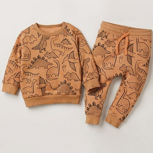 2 Pieces Kids Boys Hoodie & Pants Clothing Set Outfit Cartoon Dinosaur Long Sleeve Cotton Set Street Cool Daily Winter Fall 2-8 Years Brown
2 Pieces Kids Boys Hoodie & Pants Clothing Set Outfit Cartoon Dinosaur Long Sleeve Cotton Set Street Cool Daily Winter Fall 2-8 Years Brown