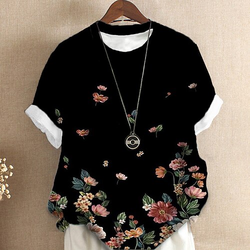 Women's Plus Size Tops T shirt Tee Floral Print Short Sleeve Crewneck Streetwear Daily Sports Cotton Spandex Jersey Spring Summer Green Blue
Women's Plus Size Tops T shirt Tee Floral Print Short Sleeve Crewneck Streetwear Daily Sports Cotton Spandex Jersey Spring Summer Green Blue