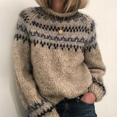 Women's Pullover Sweater jumper Jumper Crochet Knit Knitted Striped Turtleneck Stylish Casual Outdoor Daily Winter Fall Khaki Gray S M L / Long Sleeve / Regular Fit / Going out
Women's Pullover Sweater jumper Jumper Crochet Knit Knitted Striped Turtleneck Stylish Casual Outdoor Daily Winter Fall Khaki Gray S M L / Long Sleeve / Regular Fit / Going out