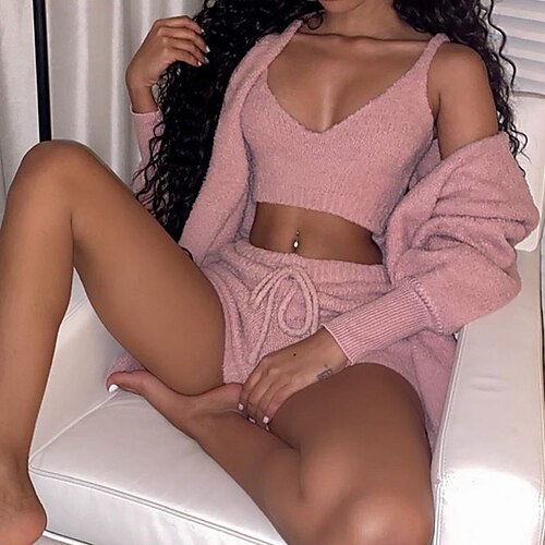 Dame Loungewear Sæt 3 Dele Ren farve Mode Komfort Blødt Hjem Gade Ferierejse Bomuld Åndbart V-strop Langærmet Strop Top Shorts Efterår Forår Lyserød
Dame Loungewear Sæt 3 Dele Ren farve Mode Komfort Blødt Hjem Gade Ferierejse Bomuld Åndbart V-strop Langærmet Strop Top Shorts Efterår Forår Lyserød