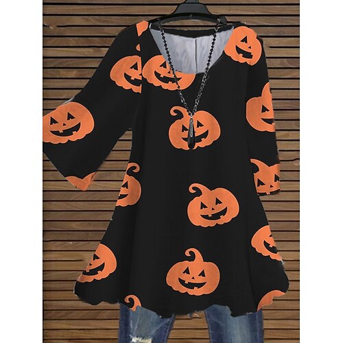 Women's Plus Size Tops Blouse Shirt Skull Pumpkin Print 3/4 Length Sleeve Crewneck Casual Halloween Halloween Daily Cotton Spandex Jersey Fall Winter Purple Yellow
Women's Plus Size Tops Blouse Shirt Skull Pumpkin Print 3/4 Length Sleeve Crewneck Casual Halloween Halloween Daily Cotton Spandex Jersey Fall Winter Purple Yellow