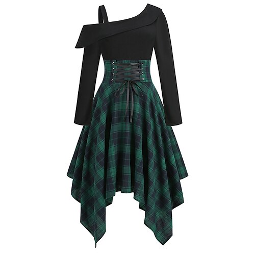 Women's Christmas Tartan Dress Casual Dress Sheath Dress Mini Dress Green Black Long Sleeve Plaid Patchwork Winter Fall One Shoulder Fashion Sexy 2022 S M L XL 2XL / Cotton
Women's Christmas Tartan Dress Casual Dress Sheath Dress Mini Dress Green Black Long Sleeve Plaid Patchwork Winter Fall One Shoulder Fashion Sexy 2022 S M L XL 2XL / Cotton