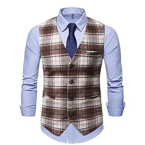 Men's Vest Outdoor Comfortable Casual Daily Wear Going out Office & Career Single Breasted V Wire Basic Business 1920s Jacket Outerwear Plaid Button Pocket Black Coffee
Men's Vest Outdoor Comfortable Casual Daily Wear Going out Office & Career Single Breasted V Wire Basic Business 1920s Jacket Outerwear Plaid Button Pocket Black Coffee