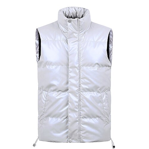 

Men's Puffer Vest Warm Daily Wear Going out Festival Solid Colored Outerwear Clothing Apparel Basic Sport Milk Green Black
