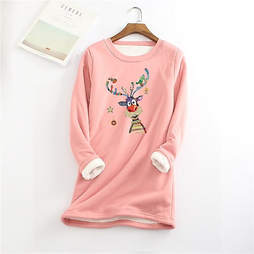 Women's Plus Size Christmas Fleece Tops Animal Deer Print Long Sleeve Crew Neck Casual Sherpa Fleece Vacation Polyester Winter Fall Blue Wine / T Shirt Dress Tee Dress / Casual Dress
Women's Plus Size Christmas Fleece Tops Animal Deer Print Long Sleeve Crew Neck Casual Sherpa Fleece Vacation Polyester Winter Fall Blue Wine / T Shirt Dress Tee Dress / Casual Dress