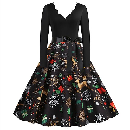 Women's Christmas Swing Dress Vintage Dress Knee Length Dress Wine Red Brown Black Long Sleeve Elk Snowflake Candy Bow Print Fall Winter V Neck Vacation Vintage 2022 S M L XL XXL 3XL
Women's Christmas Swing Dress Vintage Dress Knee Length Dress Wine Red Brown Black Long Sleeve Elk Snowflake Candy Bow Print Fall Winter V Neck Vacation Vintage 2022 S M L XL XXL 3XL