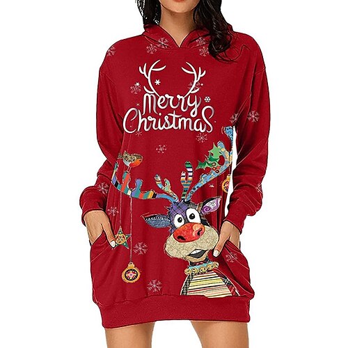 Women's Christmas Hoodie Dress Winter Dress Short Mini Dress Wine Black Long Sleeve Letter Elk Snowflake Pocket Print Fall Winter Hooded Casual Loose Fit 2022 S M L XL XXL 3XL
Women's Christmas Hoodie Dress Winter Dress Short Mini Dress Wine Black Long Sleeve Letter Elk Snowflake Pocket Print Fall Winter Hooded Casual Loose Fit 2022 S M L XL XXL 3XL