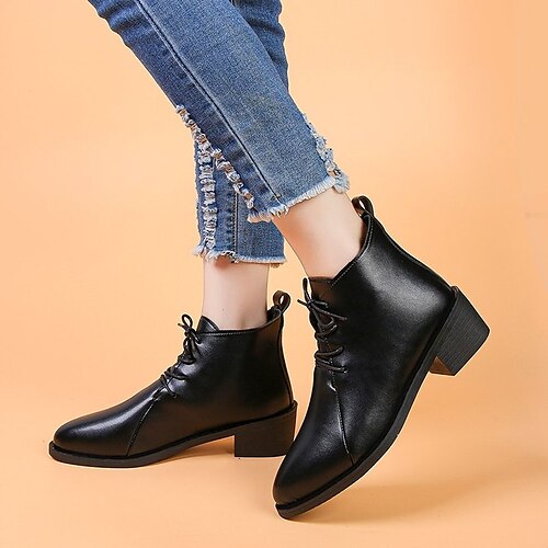 Women's Boots Daily Plus Size Booties Ankle Boots Winter Low Heel Round Toe Casual PU Leather Lace-up Solid Colored Black
Women's Boots Daily Plus Size Booties Ankle Boots Winter Low Heel Round Toe Casual PU Leather Lace-up Solid Colored Black