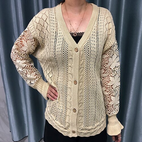 Women's Cardigan Sweater Jumper Cable Knit Button Knitted Pure Color V Neck Stylish Casual Outdoor Daily Winter Fall Beige S M L / Long Sleeve / Holiday / Regular Fit / Going out
Women's Cardigan Sweater Jumper Cable Knit Button Knitted Pure Color V Neck Stylish Casual Outdoor Daily Winter Fall Beige S M L / Long Sleeve / Holiday / Regular Fit / Going out