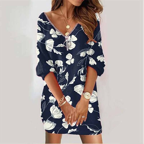 Women's Sweatshirt Dress Winter Dress Navy Blue Long Sleeve Floral Zipper Print Winter Fall V Neck Vacation Casual Fall Dress Loose Fit 2022 S M L XL XXL 3XL
Women's Sweatshirt Dress Winter Dress Navy Blue Long Sleeve Floral Zipper Print Winter Fall V Neck Vacation Casual Fall Dress Loose Fit 2022 S M L XL XXL 3XL