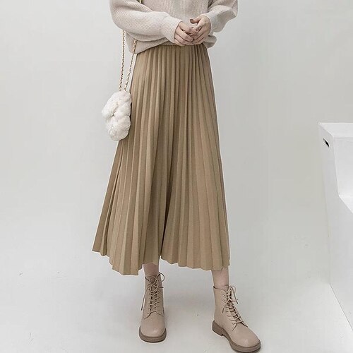 Women's Skirt Midi Polyester Milk tea Black Purple Pink Skirts Pleated Fashion Casual Daily Weekend One-Size
Women's Skirt Midi Polyester Milk tea Black Purple Pink Skirts Pleated Fashion Casual Daily Weekend One-Size