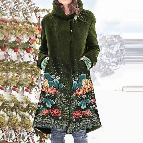 Women's Winter Coat Windproof Warm Outdoor Daily Wear Vacation Going out Pocket Print Single Breasted Hoodie Ordinary Casual Modern Flower Regular Fit Outerwear Long Sleeve Winter Fall Green S M L XL
Women's Winter Coat Windproof Warm Outdoor Daily Wear Vacation Going out Pocket Print Single Breasted Hoodie Ordinary Casual Modern Flower Regular Fit Outerwear Long Sleeve Winter Fall Green S M L XL