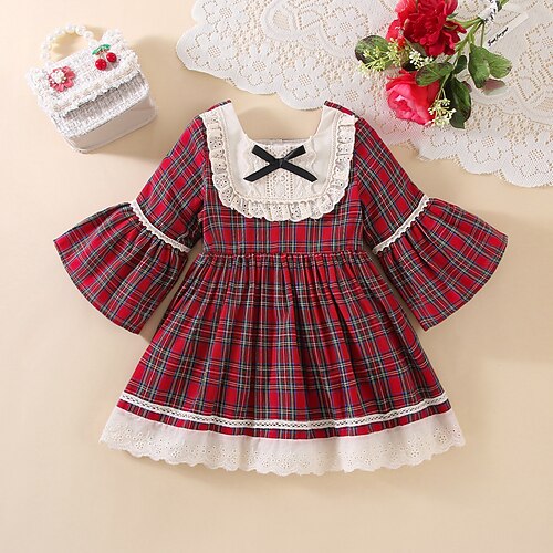 Kids Girls' Christmas Dress Plaid A Line Dress Christmas Gifts Red Above Knee Long Sleeve Active Fashion Dresses Winter Fall Regular Fit 3-7 Years 
Kids Girls' Christmas Dress Plaid A Line Dress Christmas Gifts Red Above Knee Long Sleeve Active Fashion Dresses Winter Fall Regular Fit 3-7 Years