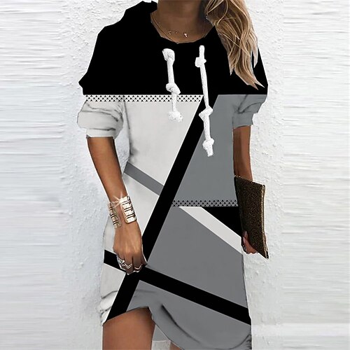 Women's Hoodie Dress Shift Dress Short Mini Dress Gray Long Sleeve Geometric Color Block Print Fall Winter Hooded Vacation Casual 2022 S M L XL XXL 3XL
Women's Hoodie Dress Shift Dress Short Mini Dress Gray Long Sleeve Geometric Color Block Print Fall Winter Hooded Vacation Casual 2022 S M L XL XXL 3XL